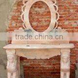 Flower Carved Pinkish Marble Wahing Basin thumbnail-1