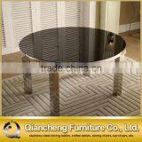 Glass Top Stainless Steel Legs Extendable Dining Table thumbnail-4