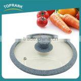 Kitchen Cooking Marble Printed Silicone Edge Tempered Glass Frying Pan Lid thumbnail-3