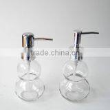 Portable Calabash Shape Clear Glass Soap Dispenser Bottle With Plastic Pump Lid thumbnail-2