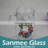 Paunchy Heat Transfer Printed Glass Water Jug With Plastic Lid thumbnail-1