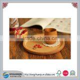 VINTAGE ROUND OVAL WOODEN DIP SNACK SERVING TRAY 12" DIAMETER thumbnail-5