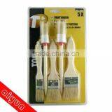 5pcs Round Paint Brush Set Roller Kids Pig Hair Bristles Wooden Handle