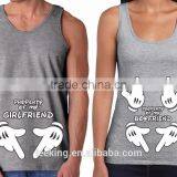 Wholeslae 100% Cotton Couple Tank Top With Printing Logo thumbnail-1