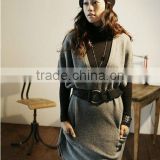 New ladies fashion V-neck loose long kintted sweater