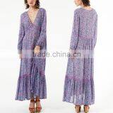 New Style Long Sleeve Chiffon Flirty V Neck Frock Design Maxi Dress Sexy Necked Women Picture HSd5175 thumbnail-6