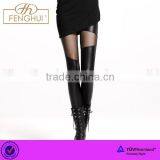 Sexy Nets Yarn Leather Splicing Leggings thumbnail-1
