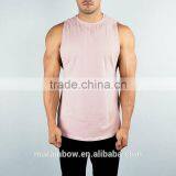 Pale Mauve 95% Cotton 5% Spandex Lifestyle Cut Off Shirt Longline Curved Hem Tank Top OEM Muscle Fit T Shirt thumbnail-2