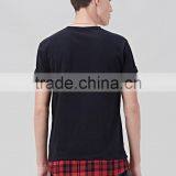 China Factory 100% Cotton Cheap Plain Plaid Color Black Tee Shirt Men thumbnail-2
