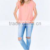 China Wholesale Roll Sleeves T-shirt Cheap Women t Shirt thumbnail-5