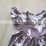 DYJ-092 Latest Cartoon Deer Pattern Cotton Frock Model Flutter Sleeve Children Frock Designs Girls Party Dresses thumbnail-4