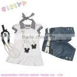 Boutique small girl's fashion style 4 pcs tops and trousers sets for summer