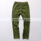 Mens Green Pocket Inside Hem Zipper Woven Fashion Pants thumbnail-6