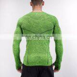 Wholesale Latest Design Gym Wear Mens Seamless Performance Green Men Long Sleeve T Shirt thumbnail-3