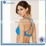 Polyester Spandex Yoga Wear Wholesale Dry Fit Sports Bra Blue Fitness Gym Bra thumbnail-1