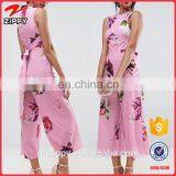 Mexican Summer Pink Casual Women Jumpsuit in Large Rose Floral Printed