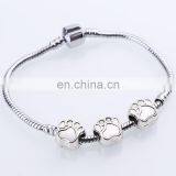 Antique Silver Dog Bear Paw Beads Paw Print Charm Beads for Bracelet thumbnail-3