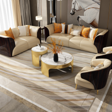 Light Luxury Bentley Leather Sofa, High-grade New Chinese Solid Wood Sofa, Villa, Living Room, Ebony Furniture, Four-person Luxury thumbnail-1