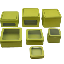 Square Best-seller Chocolate Tin Can With PET Window thumbnail-3