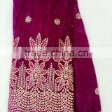 T237-1 Fushia High Quality 100% Korea Velvet African George Fabric thumbnail-1