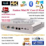 Embedded PC Fanless Network Terminals 16GB RAM 256GB SSD 500GB HDD 2Lan/HDMI/COM Core i3 5010U12V/6A VESA PC One SD Card Mini PC