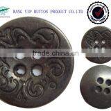 18mm 4 Holes Gunmetal Engraved Button