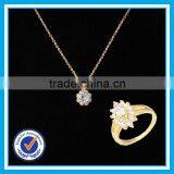 Artificial Crystal Gold Ring Necklace 2pcs Set Women Bijoux Accessories 2015 thumbnail-1