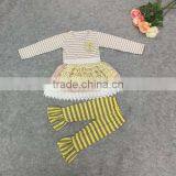 2015 Yiwu Koya Factory Wholesale Pumpkin Halloween Girls Fall Boutique Outfit White Top Hairbow Ruffle Pant Set Boutique Outfits thumbnail-3