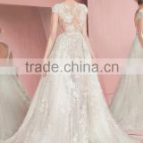 (MY110413) MARRY YOU Short Sleeve See Through Bodice Beading Lace Wedding Dresses Imported From China