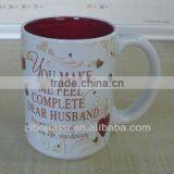 Big Volume Inner Burgundy Glazed Stoneware Promotional Mug for Gift thumbnail-1