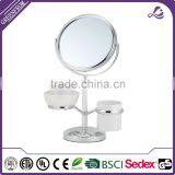 7 Inch Vanity Aluminum Standing Mirror With Plastic Cups