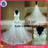 2014 Deep v Back Muslim Bridal Wedding Dress Lace Crochet Wedding Dresses thumbnail-1