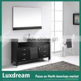 Chinese Bathroom Vanity Manufacturer Espresso Solid Wood Cabinet