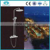 Elegant Wall Mounted Bathroom Thermostatic Shower Faucet Set + Rainfall Head + Hand Shower thumbnail-1
