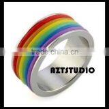 2015 July Gay Men Ring Rainbow Stainless Steel Ring Wholesale thumbnail-1