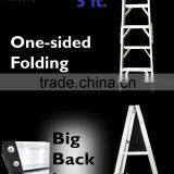 Aluminium One-Sided Folding Big-Back-Leg 5 Step Ladders thumbnail-1