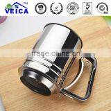 Newest Stainless Steel Mesh Flour Sifter Mechanical Baking Icing Sugar Shaker Sieve Tool Cup Shape thumbnail-2