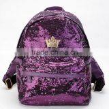 New 2016 Women Backpack 4 Colors Promotion Big Crown Embroidered Sequins Backpack Wholesale BWQ432 thumbnail-2