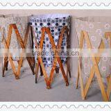 High Quality Round Home Foldable Laundry Storage Basket With Wood thumbnail-5