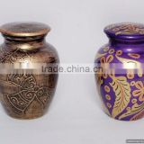 small coloured fancy metal urns