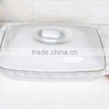 15.5" Square Porcelain Baking Tray With Lid thumbnail-2