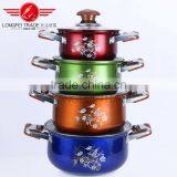 New Design 4pcs Colorized Stainless Steel Soup Pot Kitchen Cookware With Decal thumbnail-1