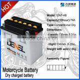 Well Starting Performance Dry Batteries For Motorcycle (12N7-4B) thumbnail-1