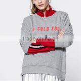 High quality grey printing long sleeves woman sweatshirt