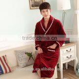 100% Polyester Embossed Powder Plush Fleece Men's Bathrobe, Nightie Gown thumbnail-2