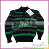 China supplier hot sale nice children black and green knitting stripe sweater for winter