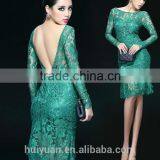 Green Lace Bridesmaid Sleeves Cocktail Simple Design Party Dress thumbnail-1