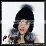 CX-C-42D Classic Real Mink Fur Customs Hats With Pom Poms thumbnail-4