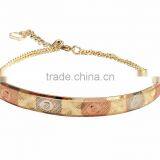 Stylish Artificial 18kt Bangle Bracelet With Extension Chain Gold Plated thumbnail-1