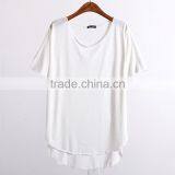 Wholesale Custom Summer Soft Short Sleeve Cotton Women T Shirts With Curved Hem thumbnail-2